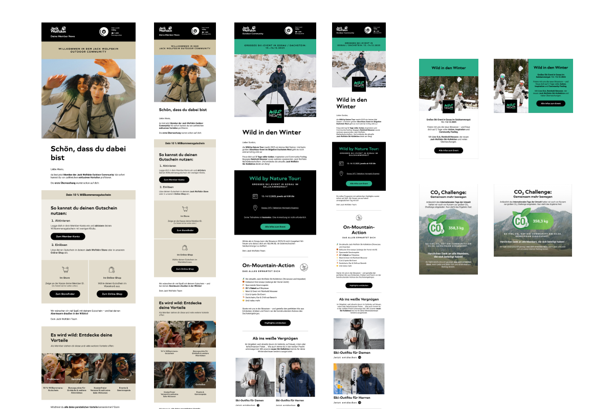 Jack Wolfskin newsletters and banners